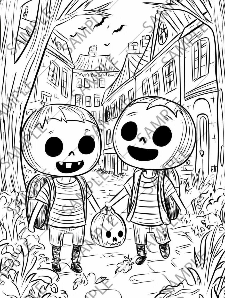 FREE Halloween Zombie Cartoon Coloring Pages – Spooky & Fun Printable Activity for Kids | Instant Digital Download