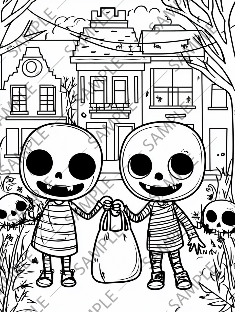 50+ Halloween Zombie Cartoon Coloring Pages – Spooky & Fun Printable Activity for Kids | Instant Digital Download