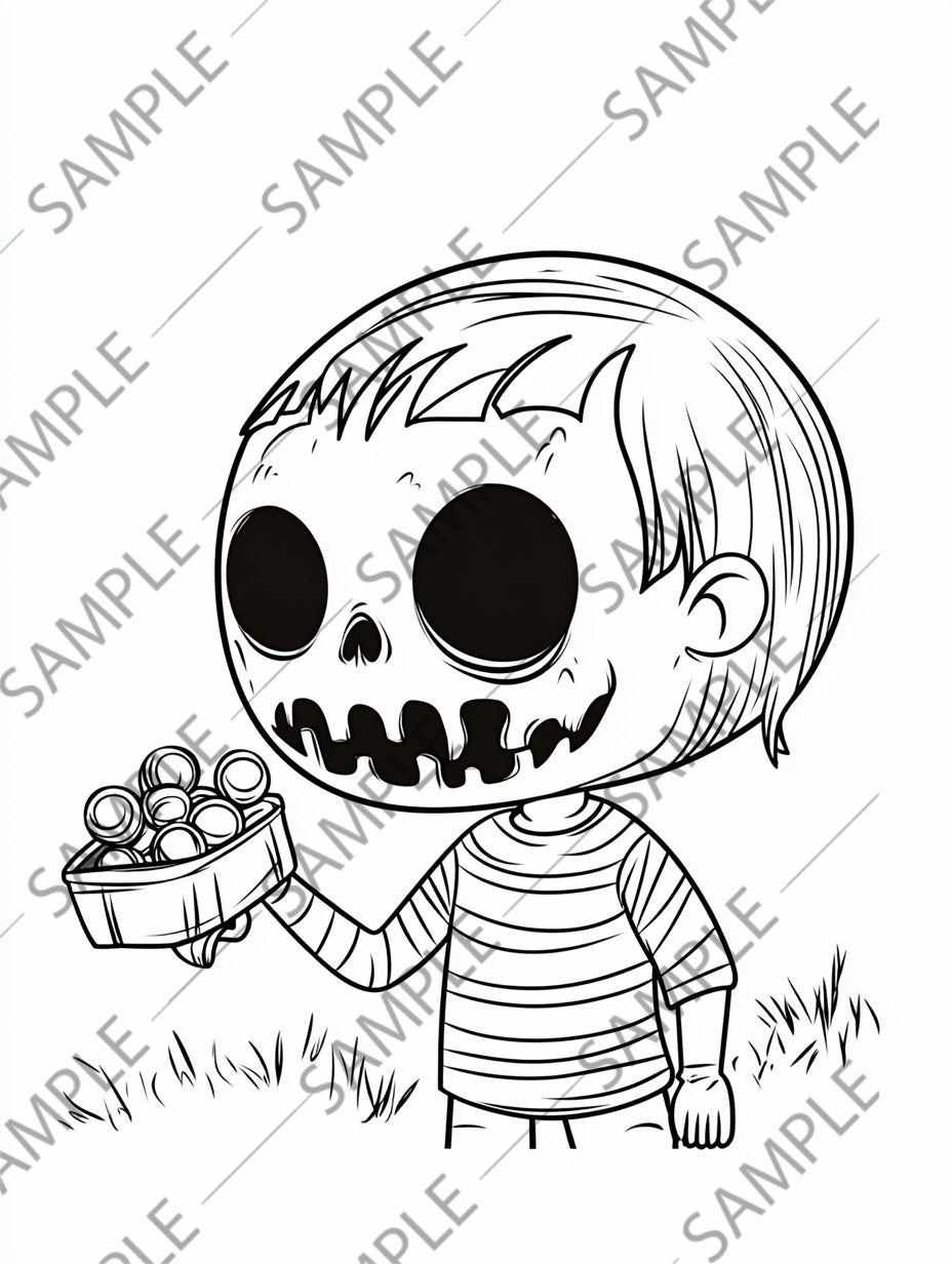 50+ Halloween Zombie Cartoon Coloring Pages – Spooky & Fun Printable Activity for Kids | Instant Digital Download