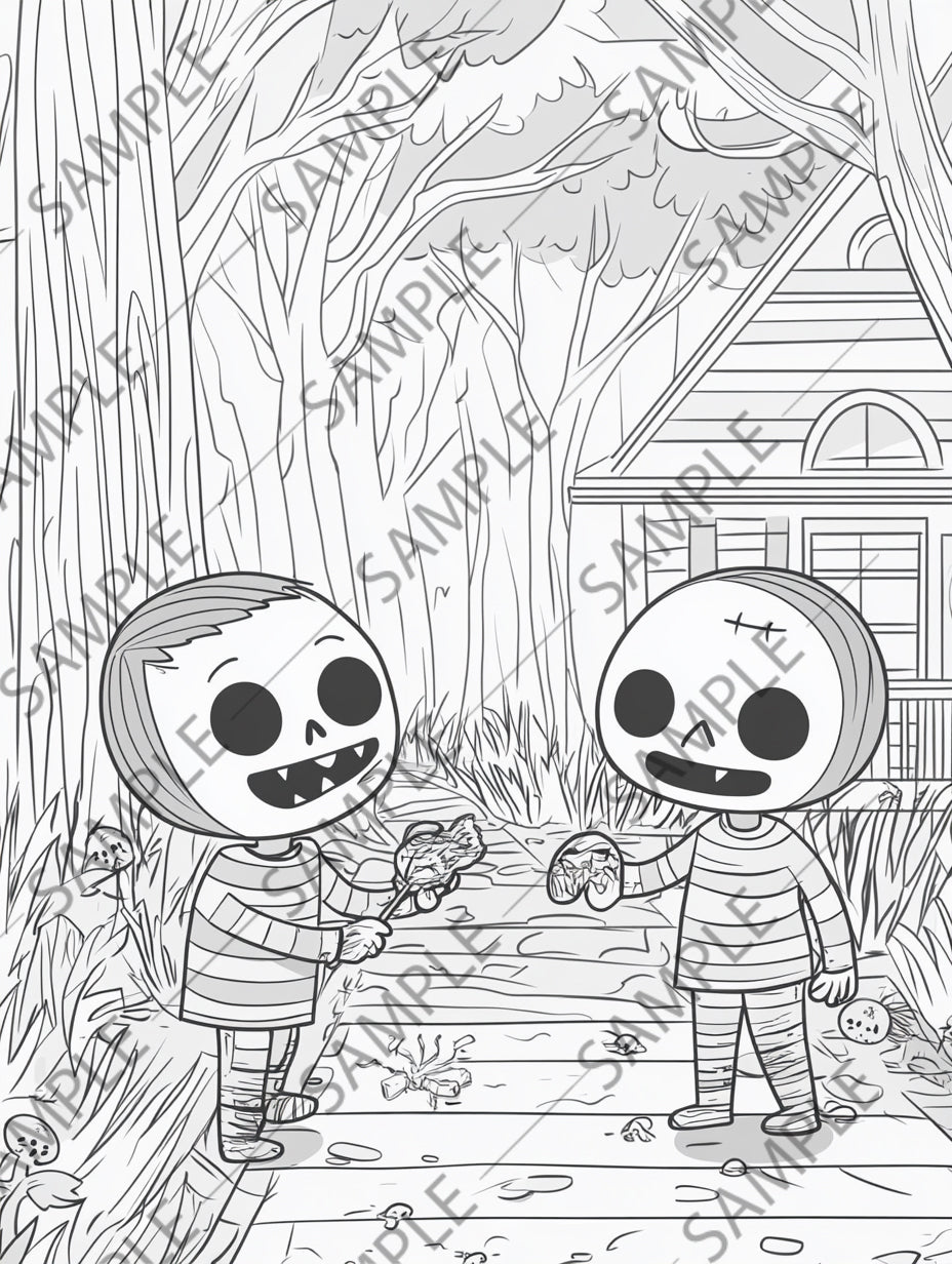 50+ Halloween Zombie Cartoon Coloring Pages – Spooky & Fun Printable Activity for Kids | Instant Digital Download