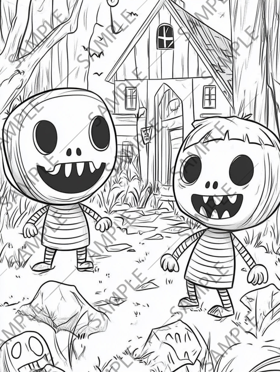 50+ Halloween Zombie Cartoon Coloring Pages – Spooky & Fun Printable Activity for Kids | Instant Digital Download