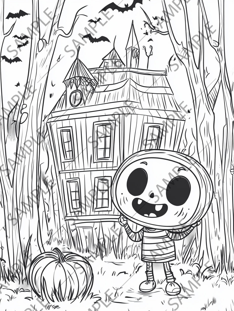 50+ Halloween Zombie Cartoon Coloring Pages – Spooky & Fun Printable Activity for Kids | Instant Digital Download