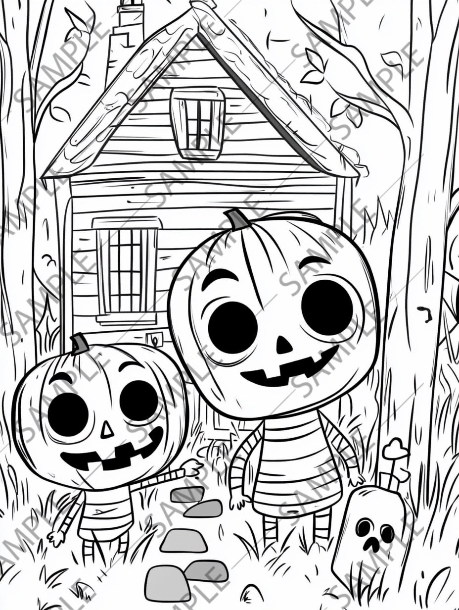 50+ Halloween Zombie Cartoon Coloring Pages – Spooky & Fun Printable Activity for Kids | Instant Digital Download