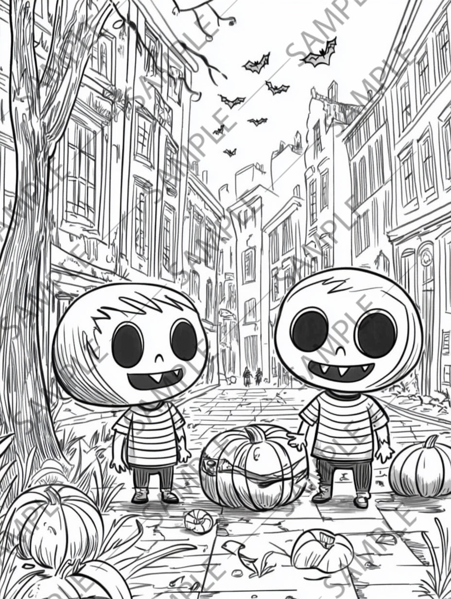 50+ Halloween Zombie Cartoon Coloring Pages – Spooky & Fun Printable Activity for Kids | Instant Digital Download