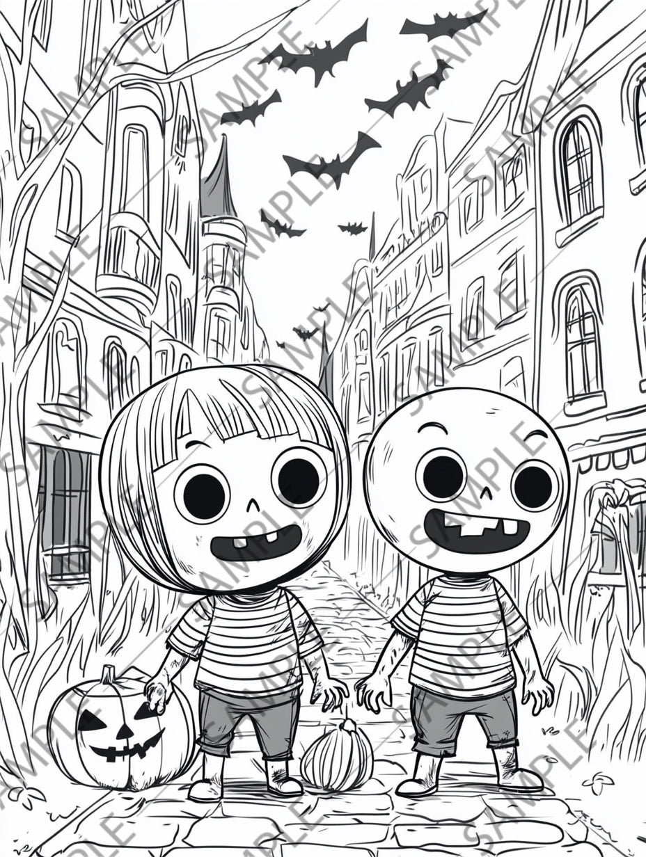 50+ Halloween Zombie Cartoon Coloring Pages – Spooky & Fun Printable Activity for Kids | Instant Digital Download