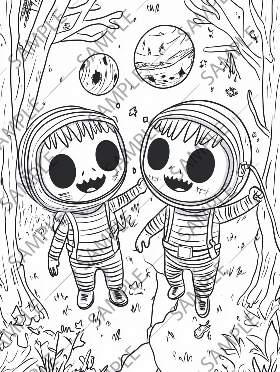 50+ Halloween Zombie Cartoon Coloring Pages – Spooky & Fun Printable Activity for Kids | Instant Digital Download