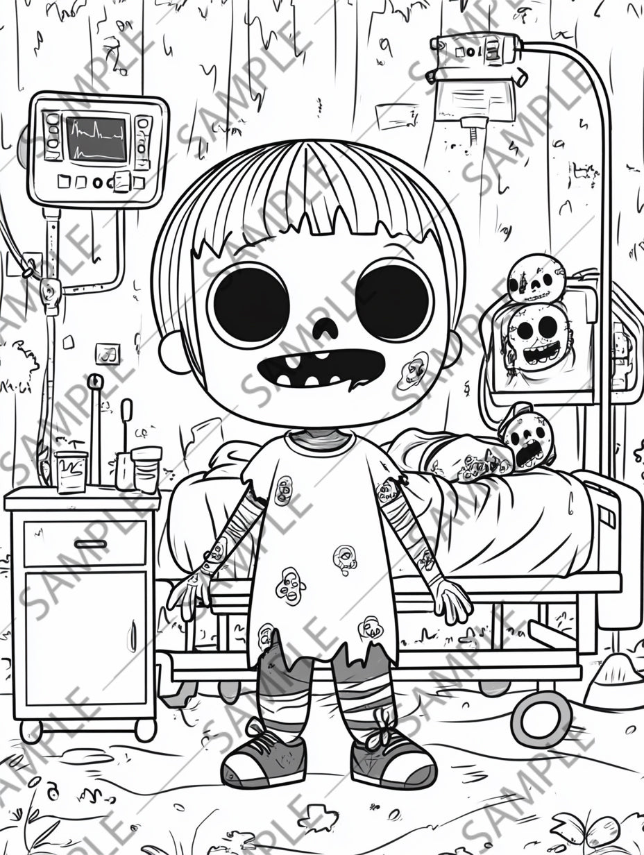 50+ Halloween Zombie Cartoon Coloring Pages – Spooky & Fun Printable Activity for Kids | Instant Digital Download